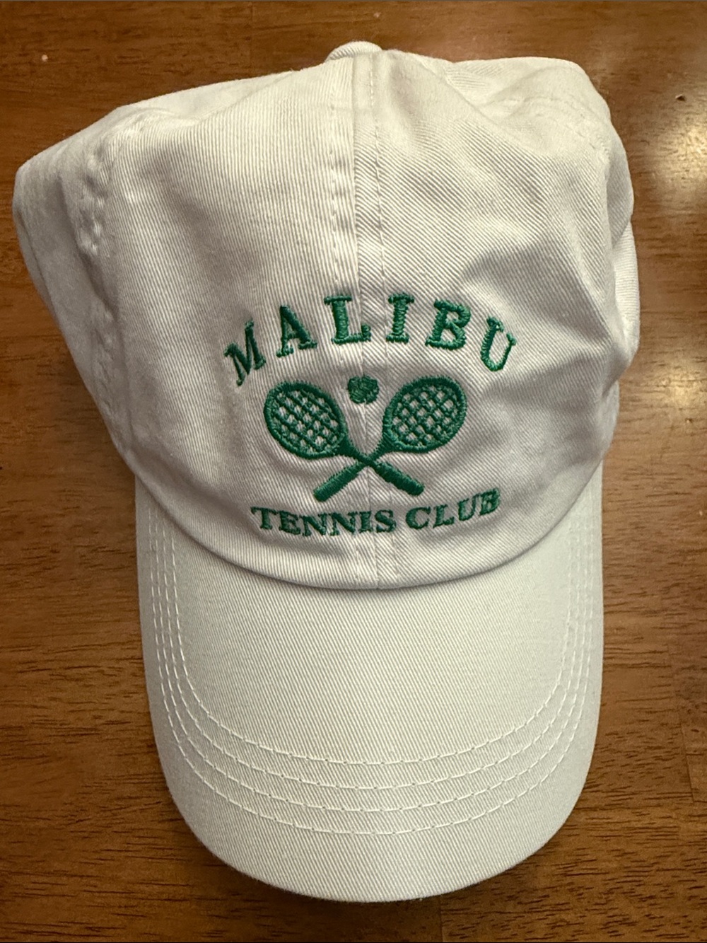 Target White Baseball Cap with Green Tennis Club Embroidery